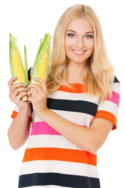 Mujer con maíz — Foto de Stock