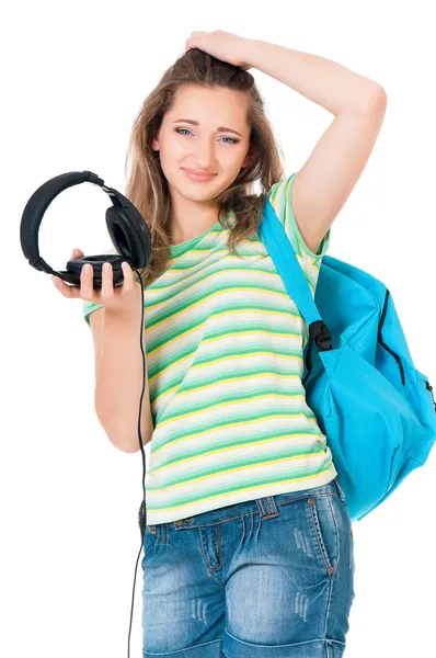 Girl with headphones — Stock Photo, Image