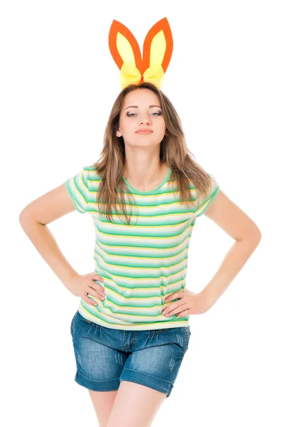 Teen girl with rabbit ears — Stock Photo, Image