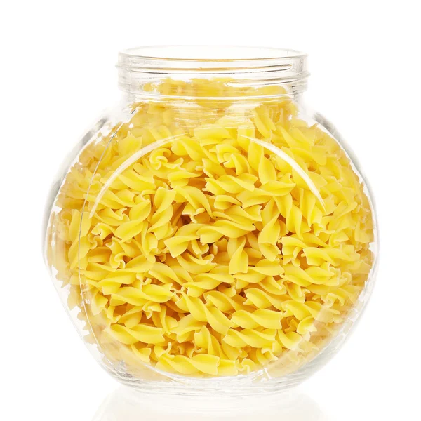 Pasta in glazen pot — Stockfoto