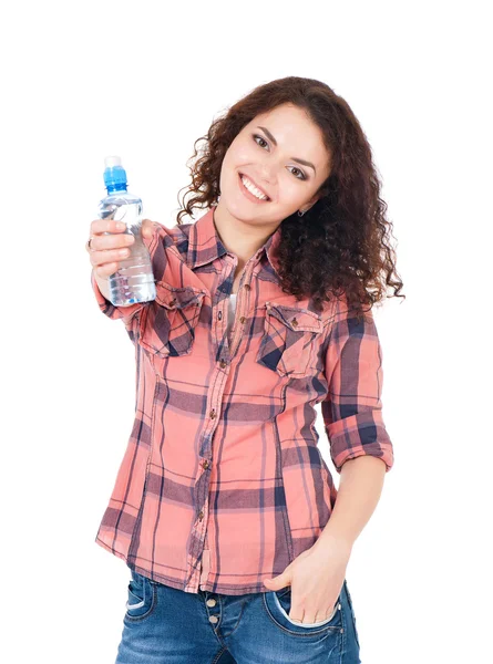 Meisje met fles water — Stockfoto