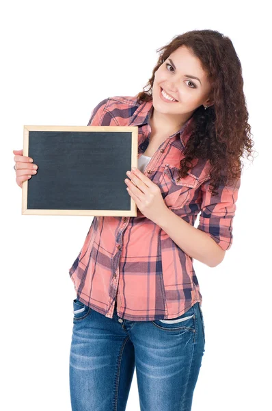 Student girl with chalkboard — Stock Photo, Image
