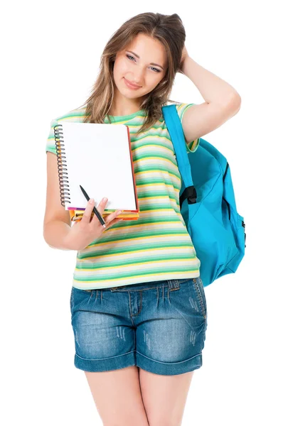 Girl with backpack — Stock Photo, Image