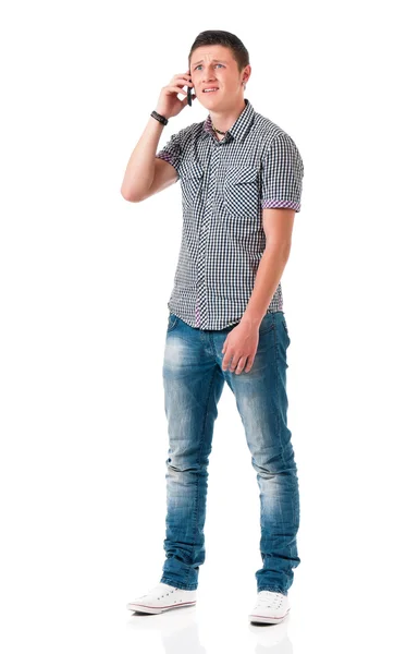 Ung man med telefonen — Stockfoto