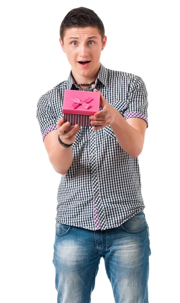 Man met cadeau — Stockfoto