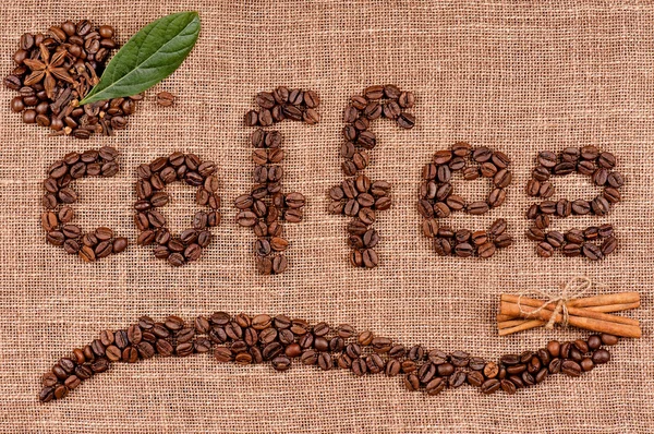 Text av kaffebönor — Stockfoto