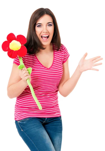 Ragazza con grande fiore — Foto Stock