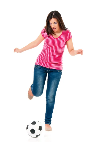 Girl with soccer ball — Stock Photo, Image