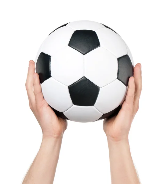 Man with classic soccer ball — Stock Photo, Image