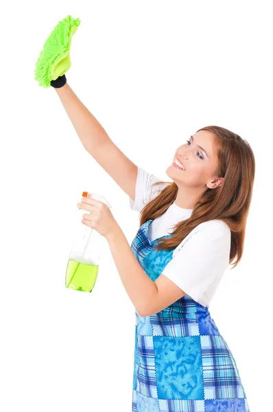 Young housewife cleaning — Stock Photo, Image