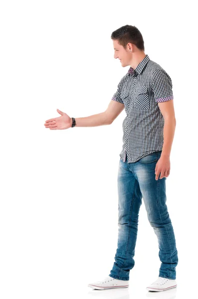 Junger Mann beim Händeschütteln — Stockfoto