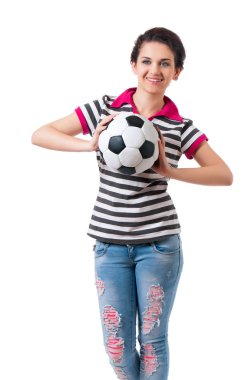 Futbol topu olan kız.