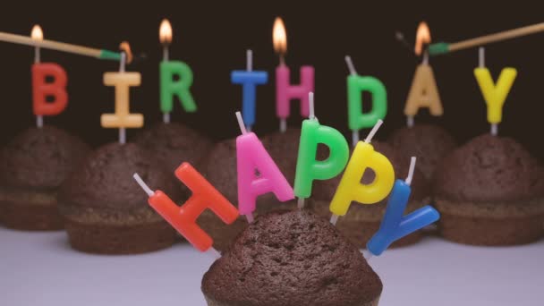 Happy Birthday with cupcakes — Vídeos de Stock