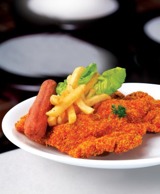 Balık ve cips ve bir arka plan