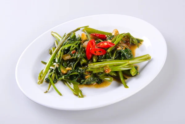 Kang kong. Stir Fried Water Spinach with Belacan — Stock Photo, Image