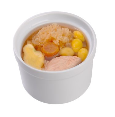 tencerede, Çin yemeği stili tavuk ve ot çorbası.