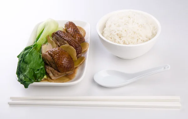 Pirinç lezzetli Asya gıda ile ördek — Stok fotoğraf