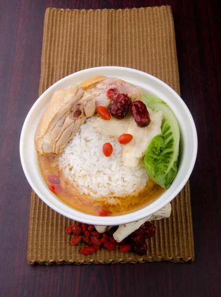 Κοτόπουλο ρύζι στο παρασκήνιο, Ασίας τροφίμων — Φωτογραφία Αρχείου