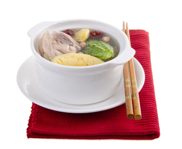 Chicken and herb soup, Chinese food style. — Stock Photo, Image