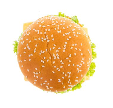 Büyük hamburger beyaz arkaplanda izole