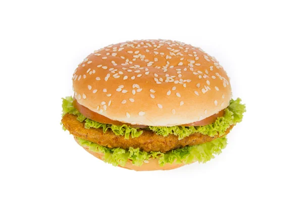 Duży hamburger izolowany na białym tle — Zdjęcie stockowe