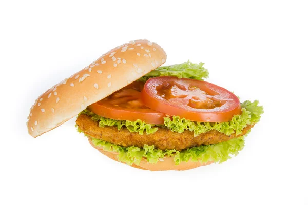 Duży hamburger izolowany na białym tle — Zdjęcie stockowe