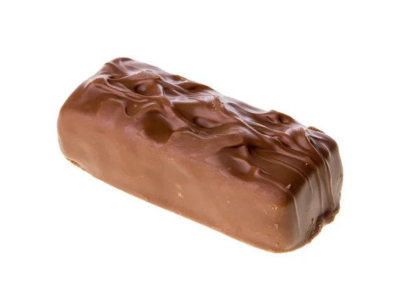 Chocolade bar met karamel geïsoleerd op witte achtergrond — Stockfoto