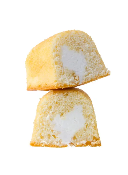 Beyaz arka plan üzerinde izole vanilya kremalı pasta — Stok fotoğraf