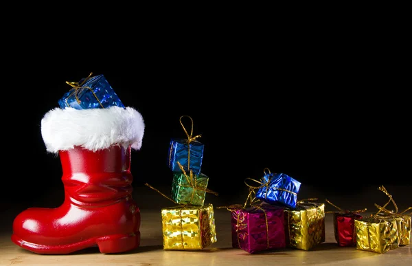 Röd santa boot — Stockfoto