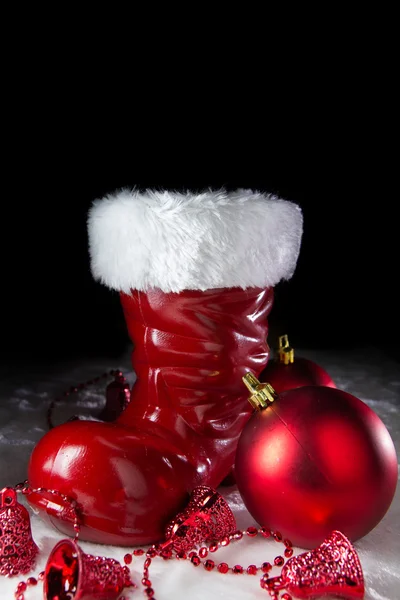 Bota vermelha de Santa — Fotografia de Stock