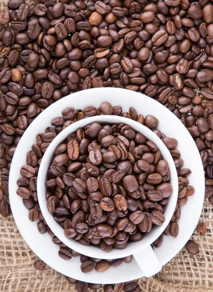 Svarta rostade kaffebönor — Stockfoto