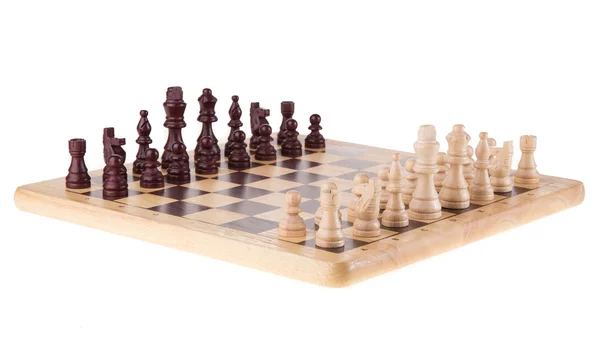 Chess battle on wood board — Stock Photo, Image
