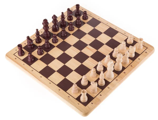 Chess battle on wood board — Stock Photo, Image
