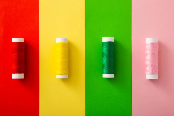 Colorful Threads Colorful Background Flat Lay — Stock Photo, Image