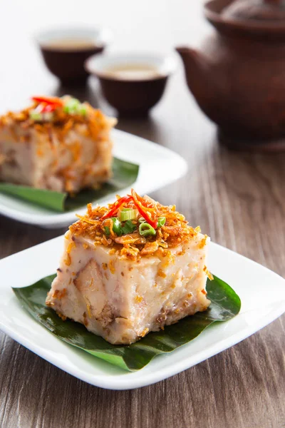 Steamed Yam Cake Ground Deep Fried Dried Shrimps Toppings — Stock Photo, Image
