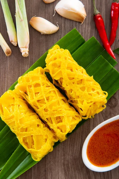 Roti Jala Lace Pancake Malaysian Traditional Food Popular Malay Snack — Stock Photo, Image