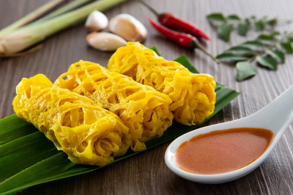 Roti Jala Nebo Krajka Palačinka Malajské Tradiční Jídlo Populární Malajsie — Stock fotografie