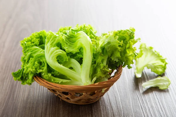 Fresh Lettuce Salad Wooden Table — Stock Photo, Image
