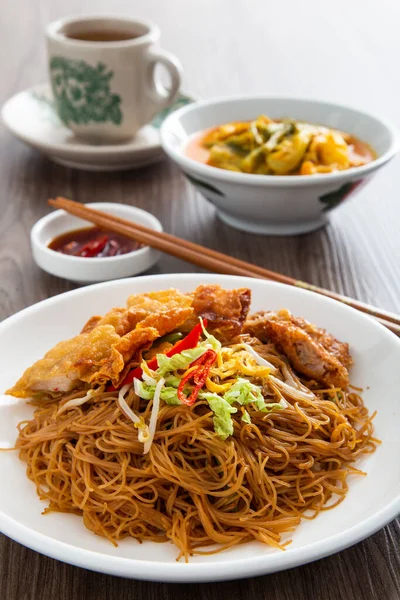 Rör Stekt Kinesiska Ekonomiska Ris Nudlar Berömd Mat Malaysisk Frukost — Stockfoto