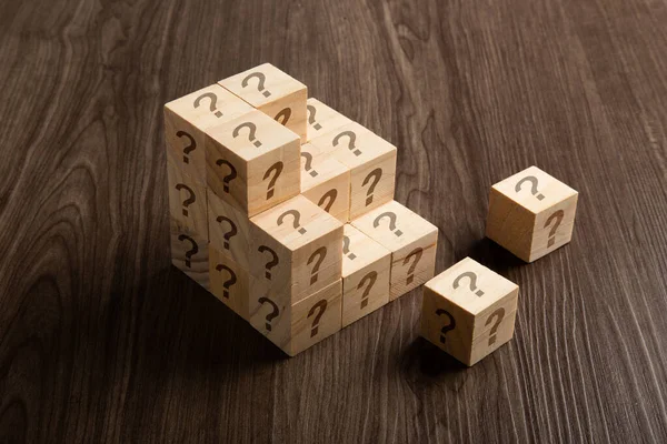 Question Marks Wooden Blocks Financial Business Concept — Stock Photo, Image
