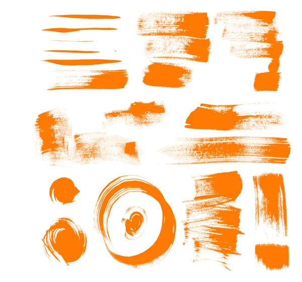 Orange brush strokes - textured strokes of different shape — Stock Vector