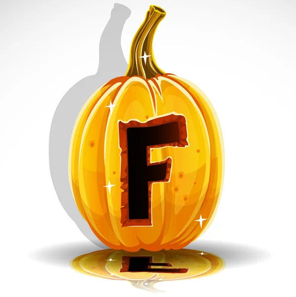 Buon Halloween font tagliato zucca lettera F — Vettoriale Stock