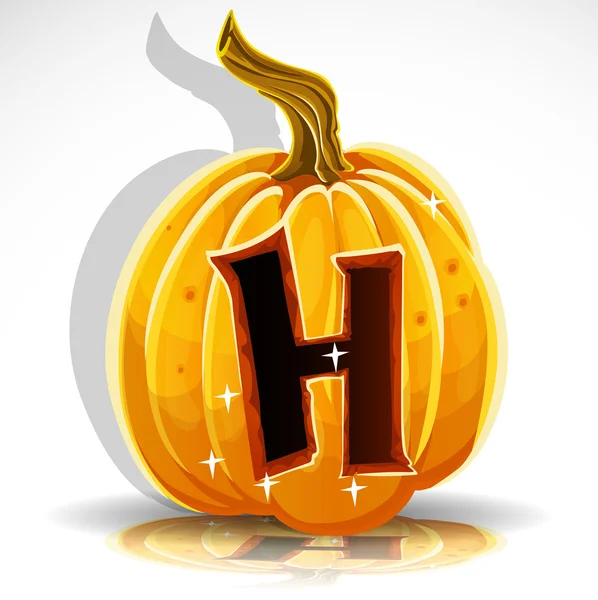 Feliz Halloween fuente cortada calabaza letra H — Vector de stock