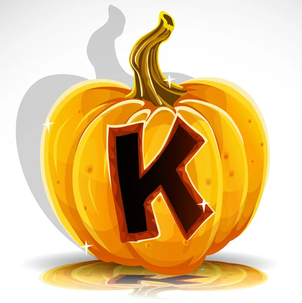 Fonte Feliz Halloween recortado abóbora letra K — Vetor de Stock