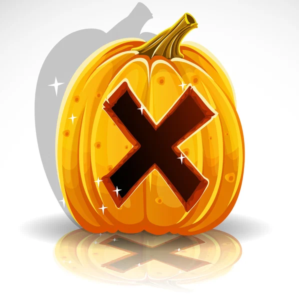 Bonne Halloween police découper la lettre de citrouille X — Image vectorielle