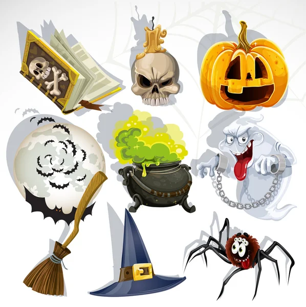 Raccolta di halloween oggetti e creature correlati — Vettoriale Stock
