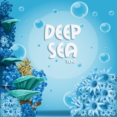 aktin ve mercan derin deniz mavi arka plan