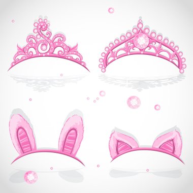 Pembe Kızlar tiaras elmas ve carnival sekmeler ile çember üzerinde parlayan ayarla