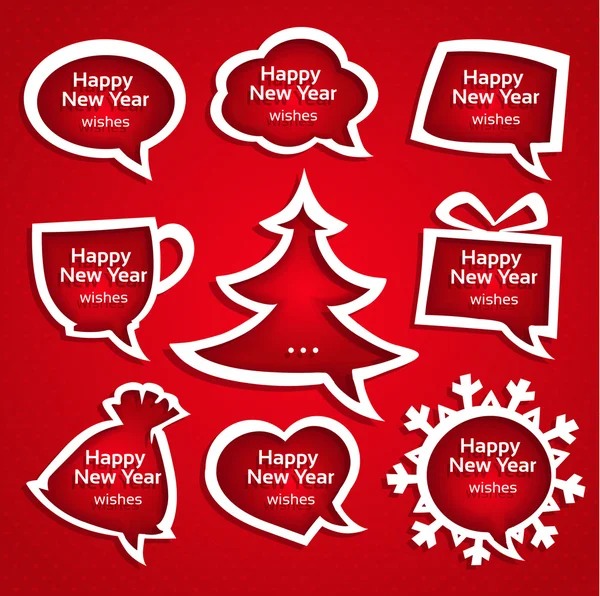 Christmas speech bubles set various shapes with New Year Greetings — Stock Vector