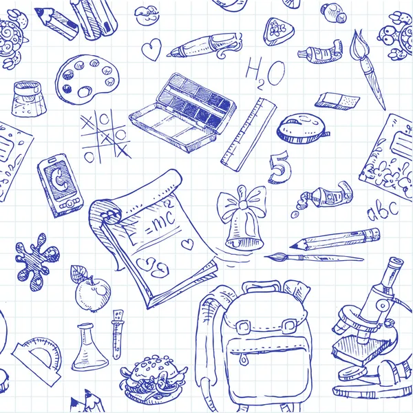 Tillbaka till skolan doodles sömlös bakgrund Royaltyfria Stockvektorer
